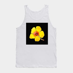 Yellow Hibiscus Flower with a black background Tank Top